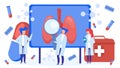 Lungs examination and treatment by doctors people team vector illustration isolated.