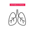 Lungs flat line icon. Lungs Vector Icon Design Template. Human internal organ, outline illustration for pulmonary clinic.