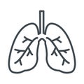 Lungs flat line icon. Vector thin human internal organ, outline illustration for pulmonary clinic isolated on white