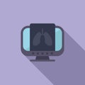 Lungs fluorography icon flat vector. Computer control health