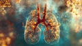 Lungs forming intricate tree branches inside glowing environment Royalty Free Stock Photo