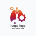 lungs gear logo template design vector, lungs health care design Royalty Free Stock Photo
