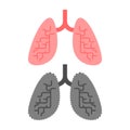 Lungs healthy and Lung smoker. Healthy and Sick Internal Organ. vector illustration Royalty Free Stock Photo