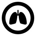 Lungs human icon in circle round black color vector illustration flat style image