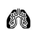 Black solid icon for Lungs, breath and human