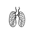 Lungs Icon hand draw black colour world health logo symbol perfect Royalty Free Stock Photo