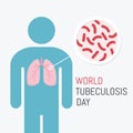 World tuberculosis day awareness poster. TB awareness sign. Human lung illness anatomy diagram. Lungs of infected person