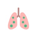 Lungs infected by virus flat design element,Icon,Vector and Illustration