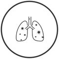 Lungs infected with virus icon vector illustration