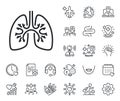 Lungs line icon. Pneumonia disease sign. Online doctor, patient and medicine. Vector