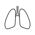 Lungs linear icon, isolated pictogram, human internal organ