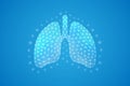 Lungs low poly symbol with white connected dots. 3d geometric polygonal Organ anatomy. Respiratory system