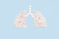 Lungs made of pills. Respiratory system. Diagnosis and treatment. World Tuberculosis Day