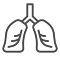 Lungs organ line and solid icon. Healthy human detailed anatomy of respiratory system symbol, outline style pictogram on Royalty Free Stock Photo
