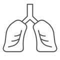 Lungs organ line and solid icon. Healthy human detailed anatomy of respiratory system symbol, outline style pictogram on Royalty Free Stock Photo
