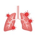 Lungs organs with covid19 particles