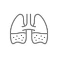 Lungs with phlegm line icon. Pleurisy, edema, pneumonia, tuberculosis, bronchitis symbol