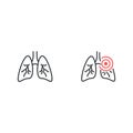 Lungs. Pneumonia icon, asthma or tuberculosis. Vector on isolated white background. EPS 10