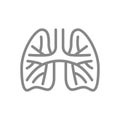 Lungs with pulmonary vessels line icon. Pulmonary embolism, arterial hypertension symbol