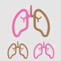 Lungs set icon. Smoker and non-smoker lung