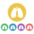 Lungs set of vector colored round icons Royalty Free Stock Photo