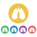 Lungs set of vector colored round icons