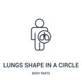 lungs shape in a circle on a human body icon vector from body parts collection. Thin line lungs shape in a circle on a human body