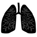 Lungs silhouette isolated on white. Design element