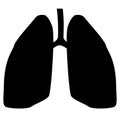 Lungs silhouette isolated on white. Icon or design element