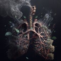 Lungs of a smoker person with cancer or Pneumonia