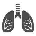 Lungs solid icon. Human anatomy vector illustration isolated on white. Organ glyph style design, designed for web and