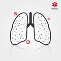 Lungs symbol with covid. Vector illustration flat design