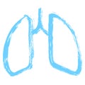 Lungs symbol. Hand drawn grunge design. Breathing. Lunge exercise. Lung cancer asthma, tuberculosis, pneumonia. Respiratory