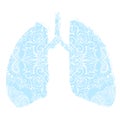 Lungs symbol. Hand drawn grunge design. Breathing. Lunge exercise. Lung cancer asthma, tuberculosis, pneumonia. Respiratory