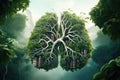 Lungs with trees growing out of them. This image represents the connection between nature and the respiratory system. It Royalty Free Stock Photo