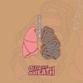 Lungs vector illustration with roped in other lung design which means shortness of breath