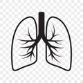 Lungs vector outline icon of cold cough, bronchitis lung disease treatment