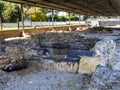 LUNI, MASSA CARRARA, ITALY Ã¢â¬â JUNE 2, 2019: Archaeological remains from Ancient Rome at Luni. Aka Portus Lunae. Arch
