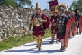 LUNI, MASSA CARRARA, ITALY Ã¢â¬â JUNE 2, 2019: Community event, Ancient Rome reenactment near Portus Lunae, genuine