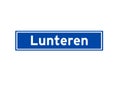 Lunteren isolated Dutch place name sign. City sign from the Netherlands. Royalty Free Stock Photo