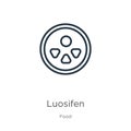Luosifen icon. Thin linear luosifen outline icon isolated on white background from food collection. Line vector luosifen sign,