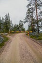 Luosto Finland, road closed in the forest Royalty Free Stock Photo