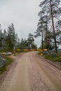 Luosto Finland, road closed in the forest Royalty Free Stock Photo