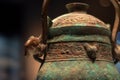 Ancient Chinese bronze vessel Ding exhibited in Luoyang museum, Luoyang, China Royalty Free Stock Photo