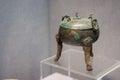 Ancient Chinese bronze vessel Ding exhibited in Luoyang museum, Luoyang, China Royalty Free Stock Photo