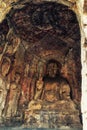 Carved Buddha images at Longmen Grottoes, Luoyang, Henan Royalty Free Stock Photo