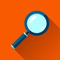 Magnifying glass icon in flat style. Search loupe on color background. Vector design object for you business project Royalty Free Stock Photo