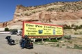 Harley Davidsons at The Tee Pee Trading Post, under The Painted Cliffs. Lupton, Arizona, USA. June 12, 2014. Royalty Free Stock Photo