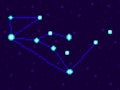 Lupus constellation in pixel art style. 8-bit stars in the night sky in retro video game style. Cluster of stars and galaxies.