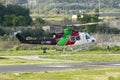 Luqa, Malta 2 April 2015: Gulf Helicopters Bell 412EP taxi back to base.